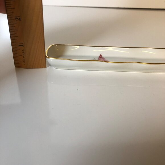 Limoges France Porcelain Pen Tray Butterfly Design Home Office Decor 8.5x5 - Picture 3 of 8